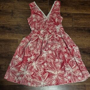Adrianna Papell Red and White Floral Kids Dress